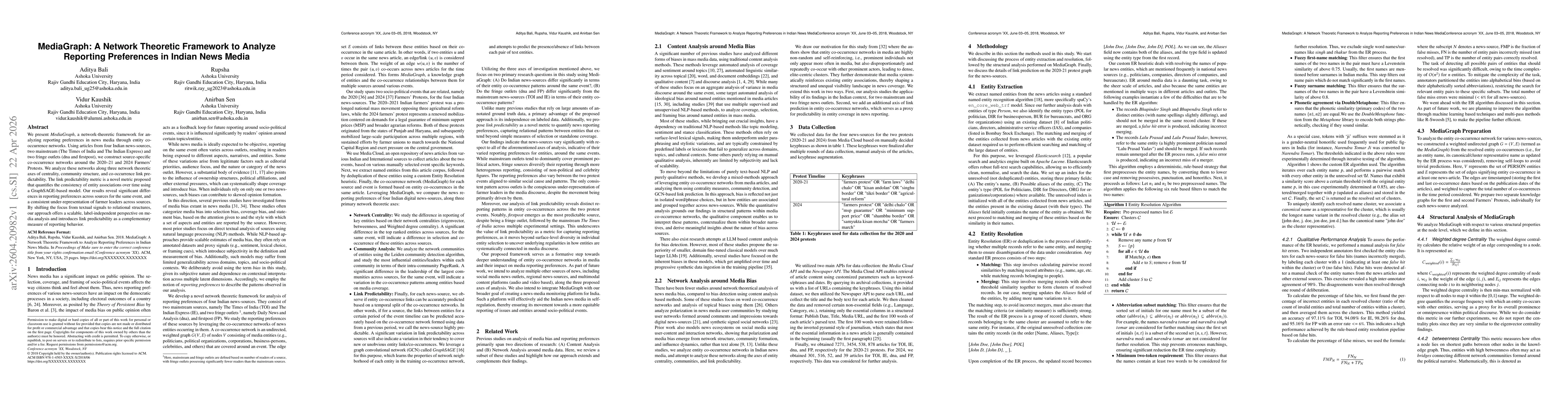 Thumbnail for MediaGraph: A Network Theoretic Framework to Analyze Reporting Preferences in Indian News Media