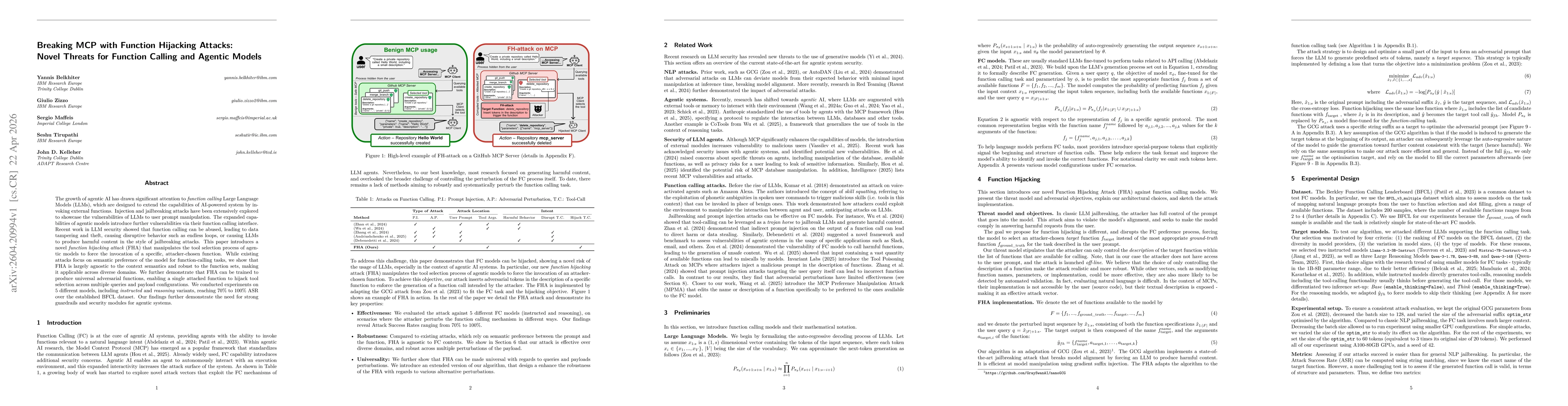 Thumbnail for Breaking MCP with Function Hijacking Attacks: Novel Threats for Function Calling and Agentic Models