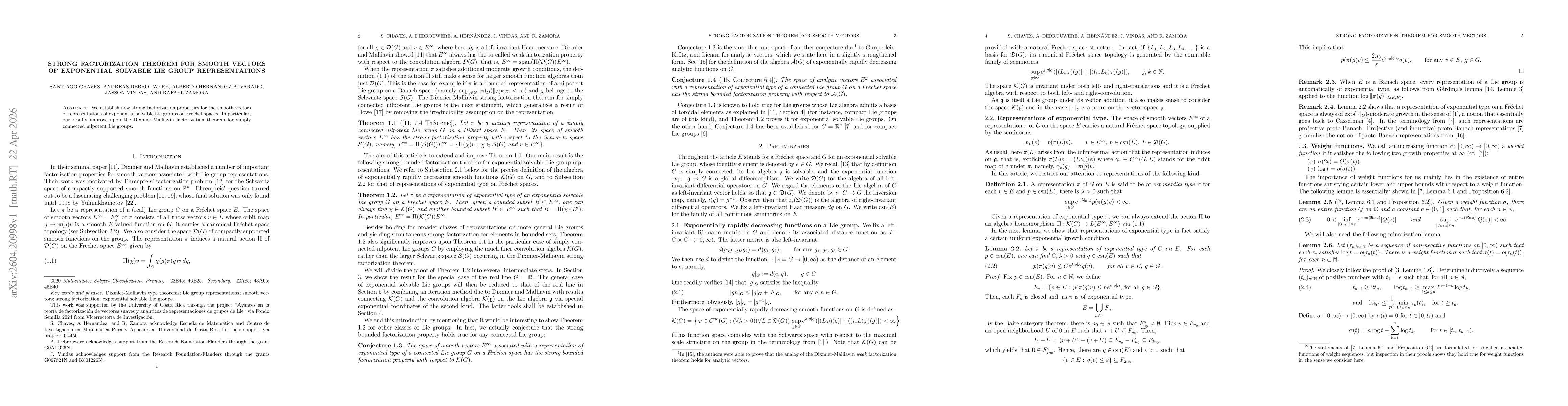 Thumbnail for Strong factorization theorem for smooth vectors of exponential solvable Lie group representations