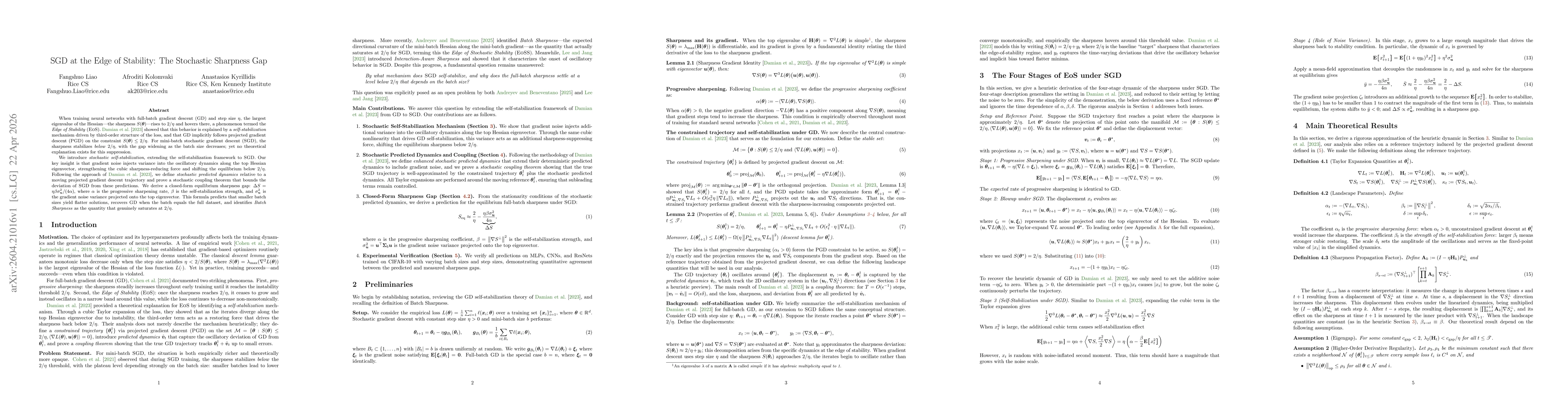 Thumbnail for SGD at the Edge of Stability: The Stochastic Sharpness Gap
