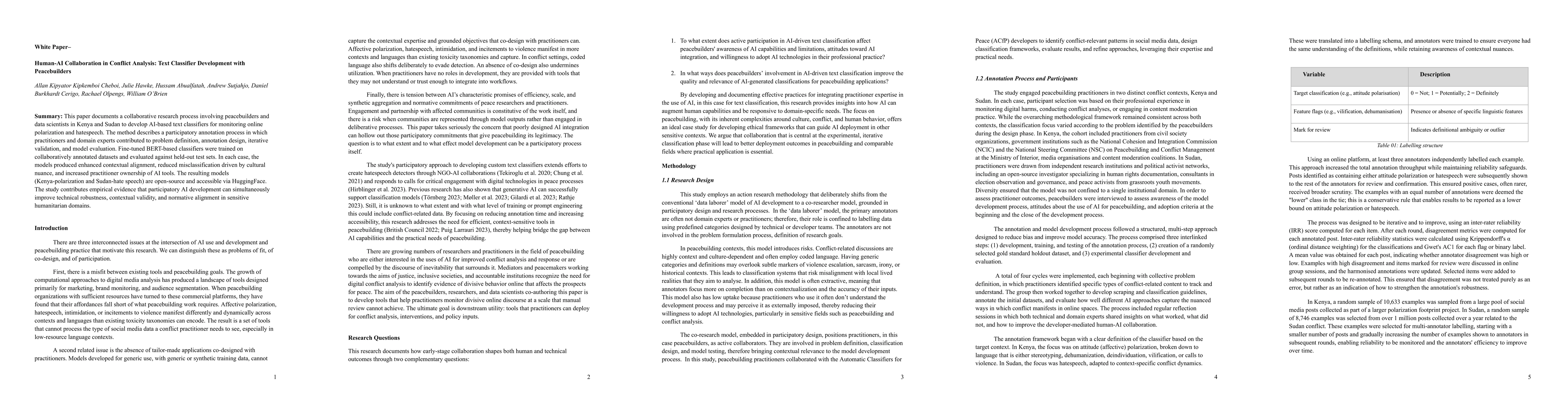 Thumbnail for White Paper: Human-AI Collaboration in Conflict Analysis: Text Classifier Development with Peacebuilders
