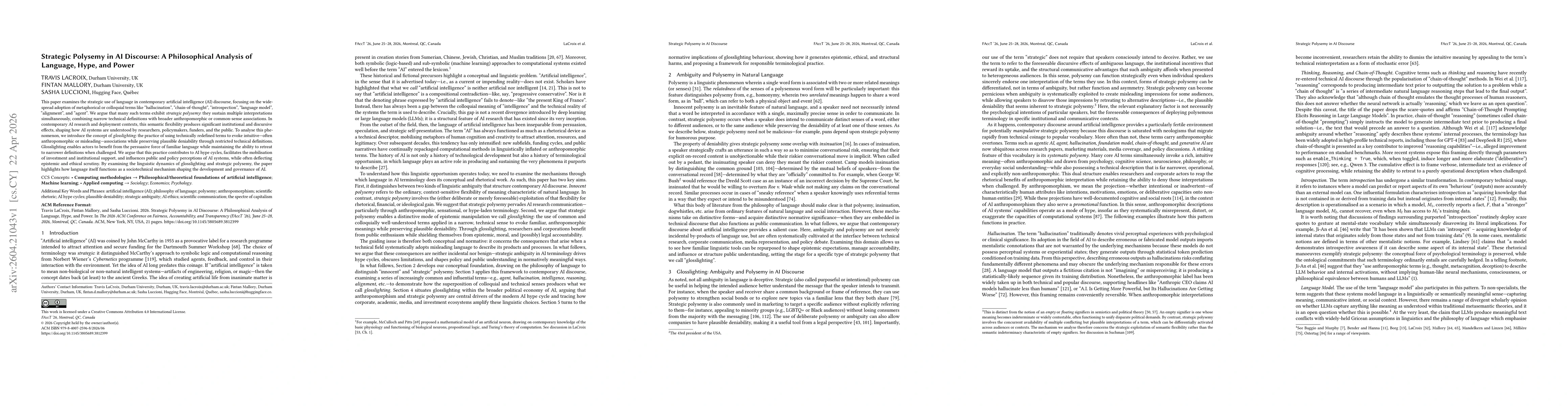 Thumbnail for Strategic Polysemy in AI Discourse: A Philosophical Analysis of Language, Hype, and Power