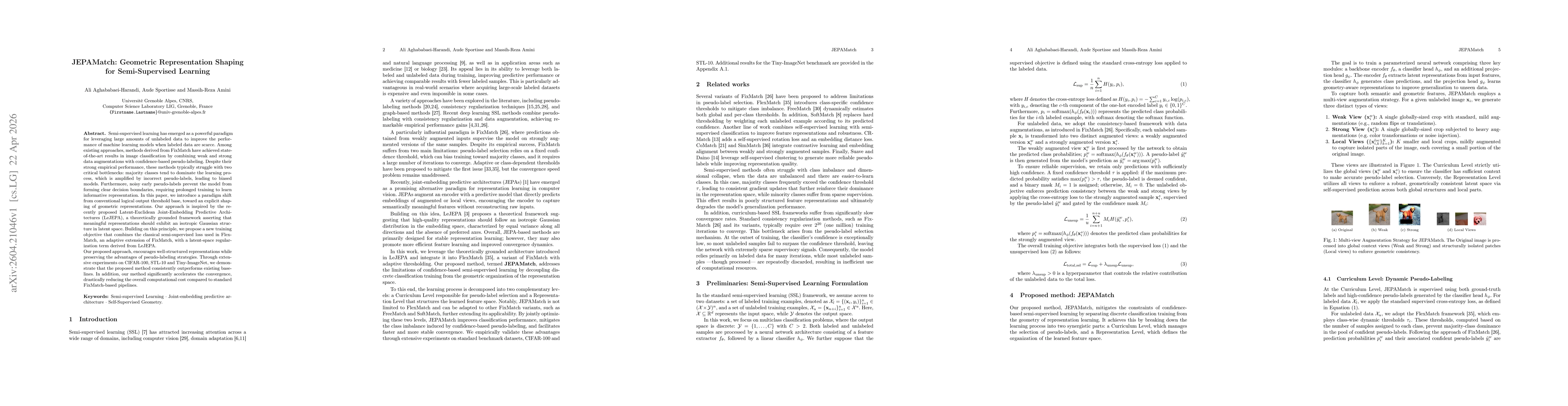 Thumbnail for JEPAMatch: Geometric Representation Shaping for Semi-Supervised Learning