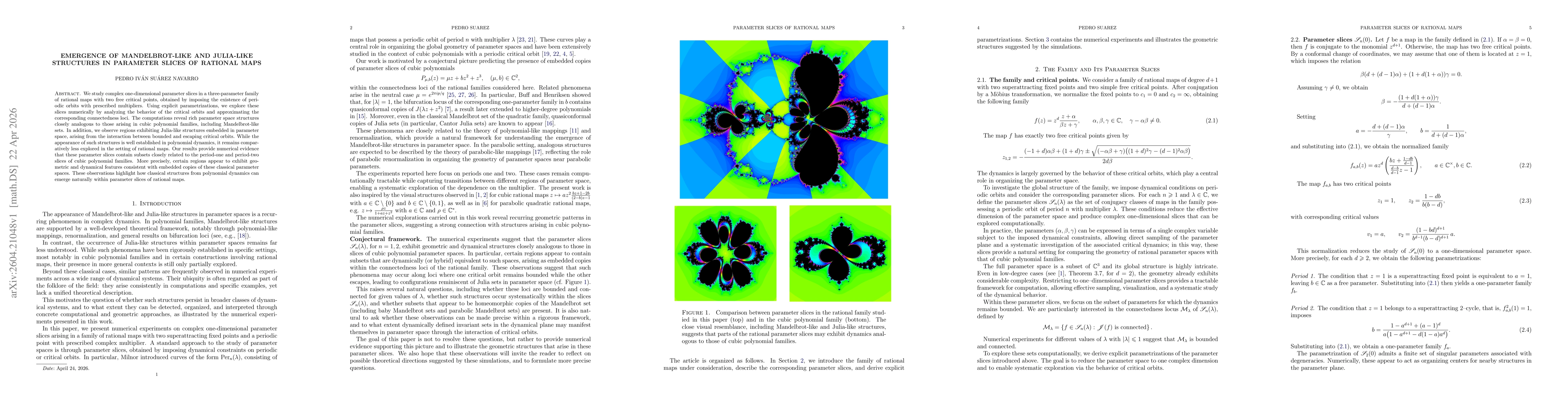 Thumbnail for Emergence of Mandelbrot-like and Julia-like Structures in Parameter Slices of Rational Maps