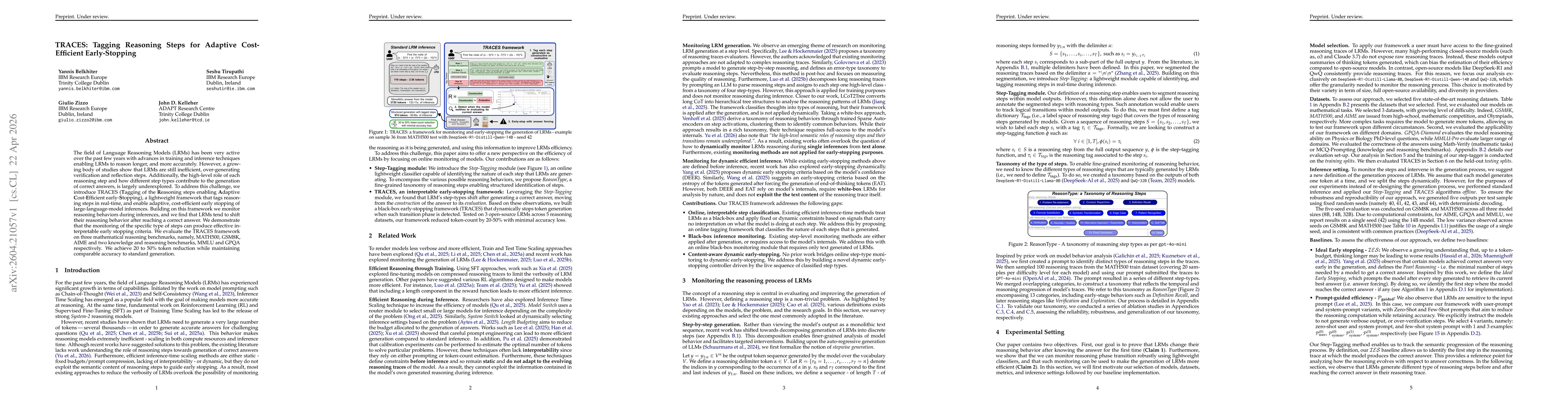 Thumbnail for TRACES: Tagging Reasoning Steps for Adaptive Cost-Efficient Early-Stopping