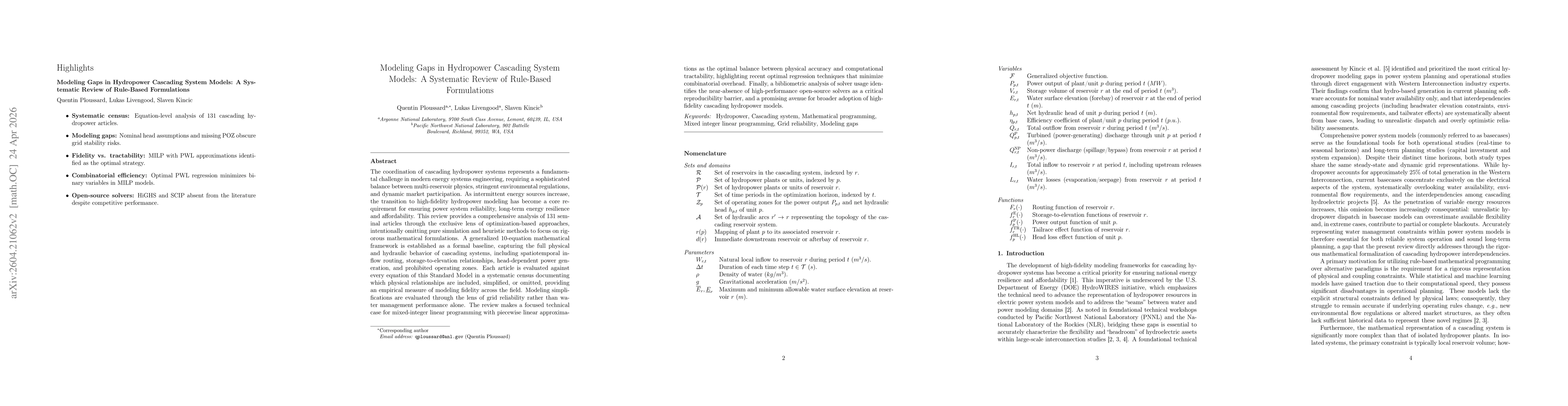 Thumbnail for Modeling Gaps in Hydropower Cascading System Models: A Systematic Review of Rule-Based Formulations