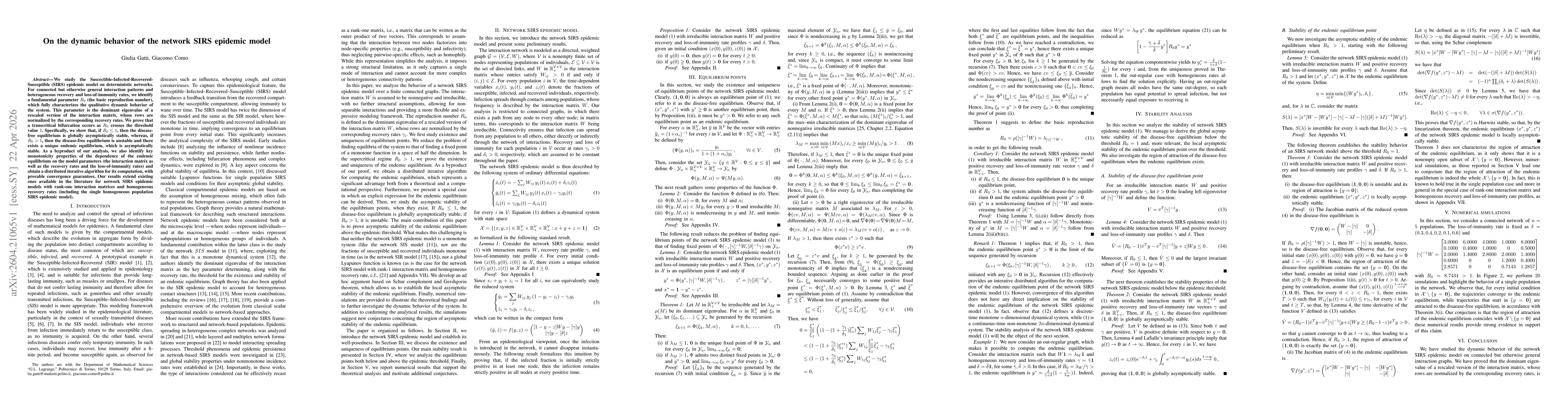 Thumbnail for On the dynamic behavior of the network SIRS epidemic model