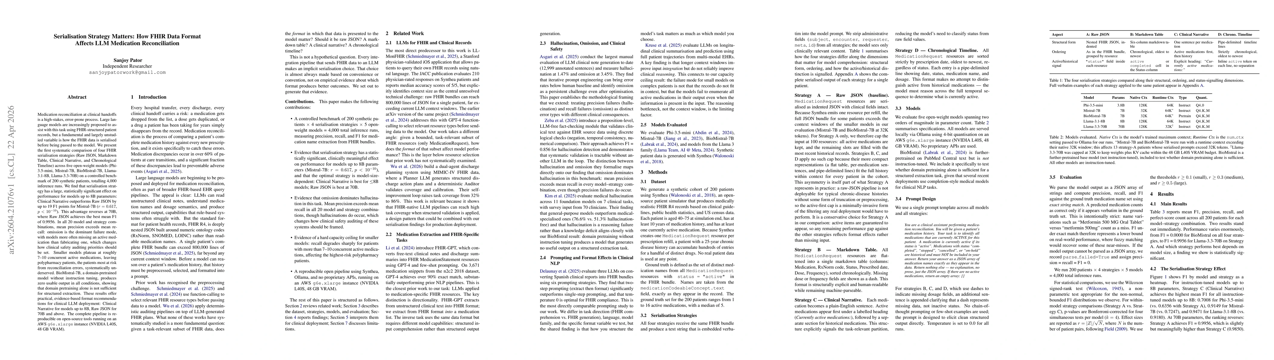 Thumbnail for Serialisation Strategy Matters: How FHIR Data Format Affects LLM Medication Reconciliation