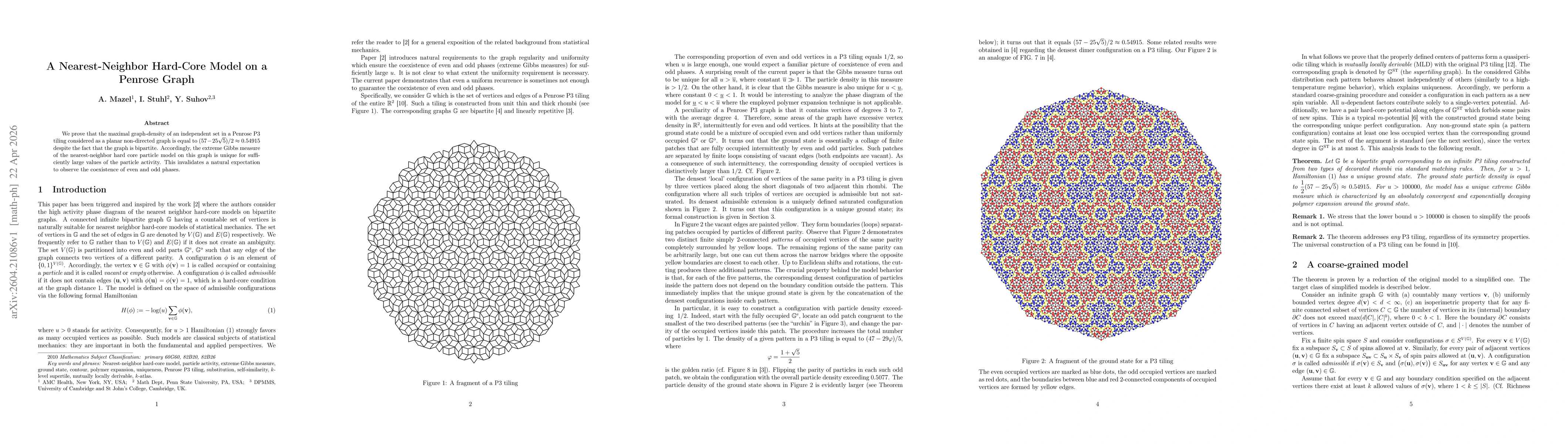 Thumbnail for A Nearest-Neighbor Hard-Core Model on a Penrose Graph