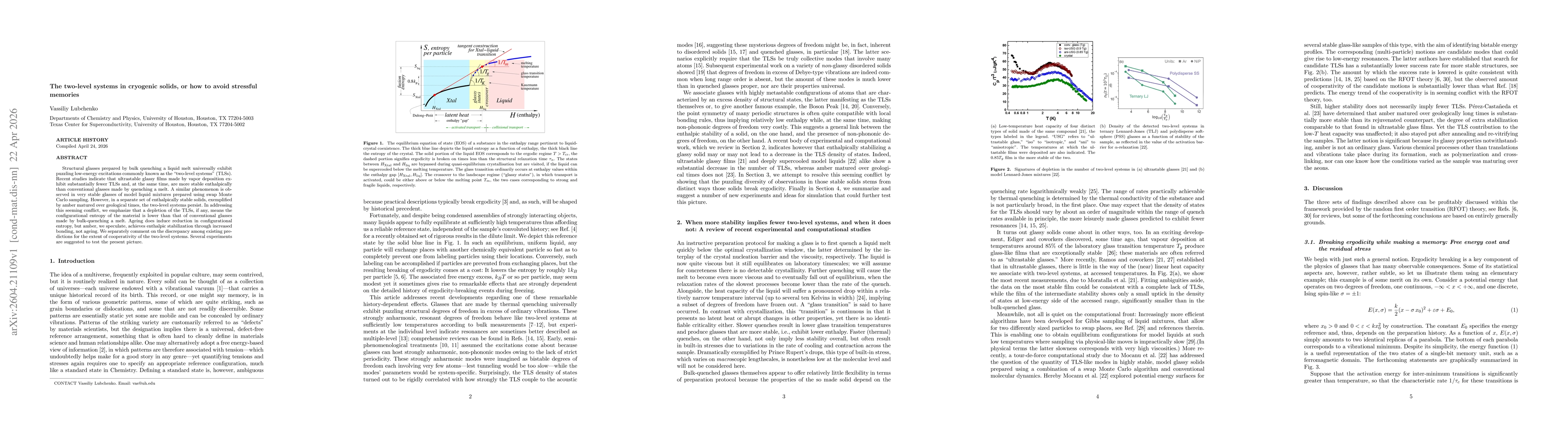 Thumbnail for The two-level systems in cryogenic solids, or how to avoid stressful memories