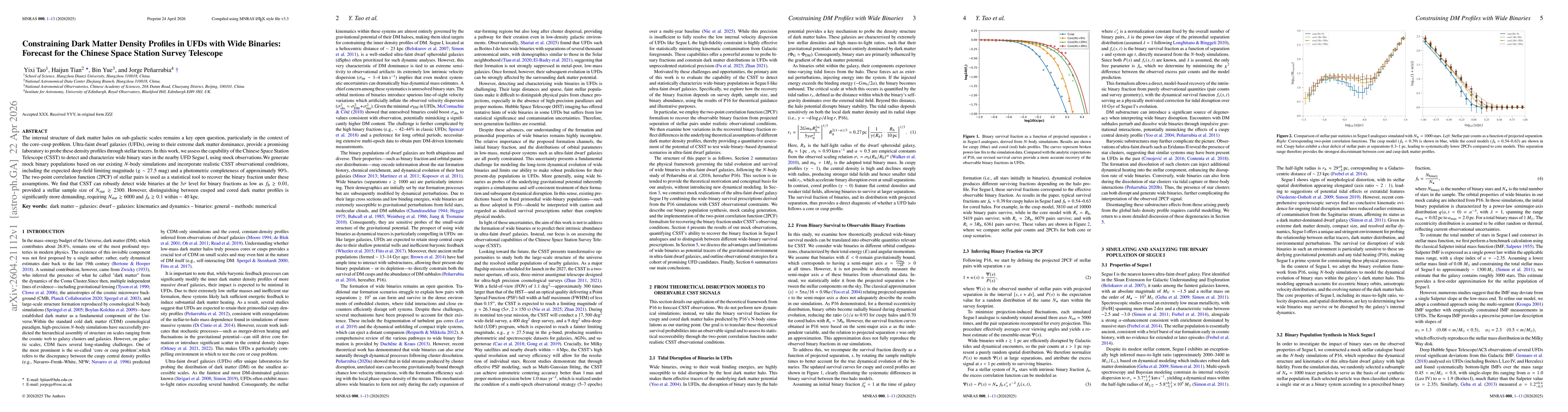 Thumbnail for Constraining Dark Matter Density Profiles in UFDs with Wide Binaries: Forecast for the Chinese Space Station Survey Telescope