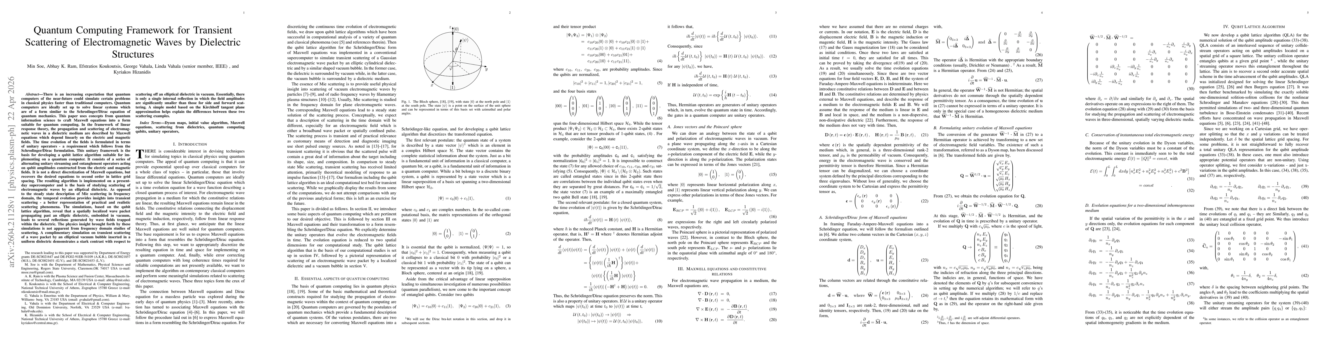 Thumbnail for Quantum Computing Framework for Transient Scattering of Electromagnetic Waves by Dielectric Structures