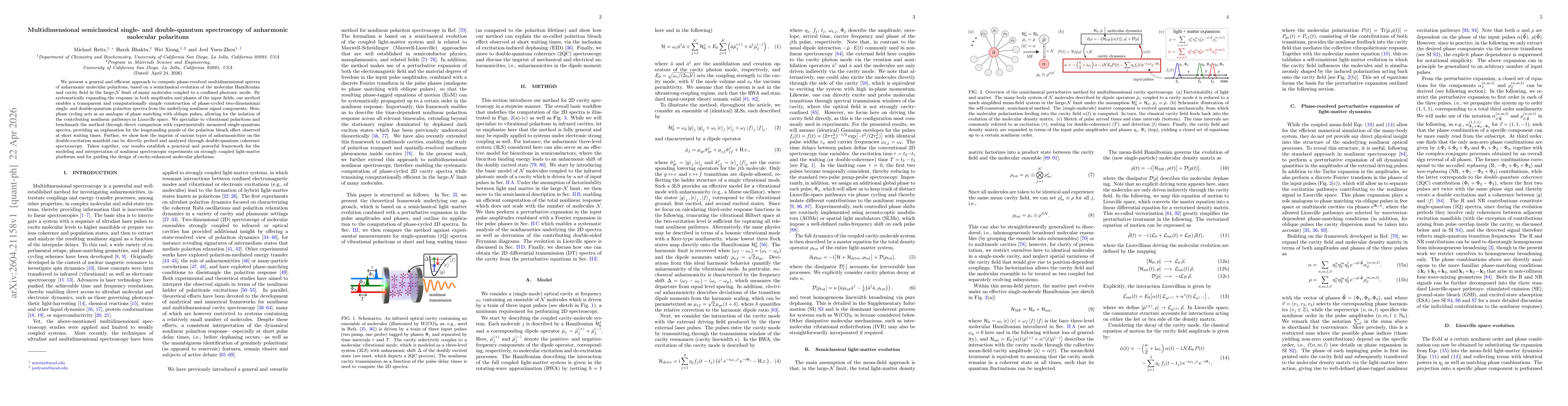 Thumbnail for Multidimensional semiclassical single- and double-quantum spectroscopy of anharmonic molecular polaritons
