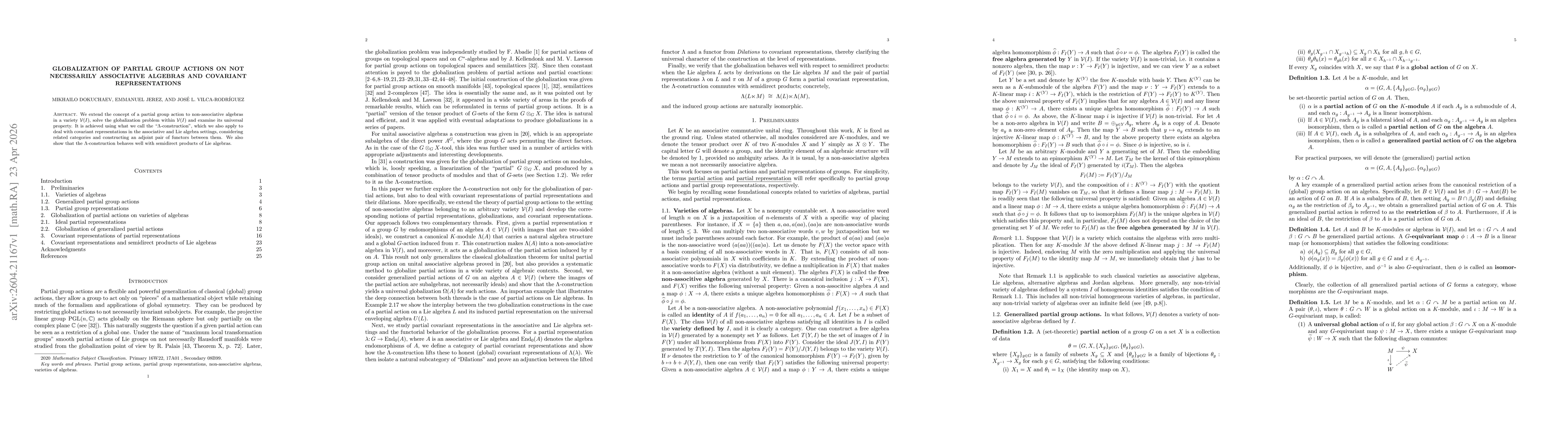 Thumbnail for Globalization of Partial Group Actions on Not Necessarily Associative Algebras and Covariant Representations