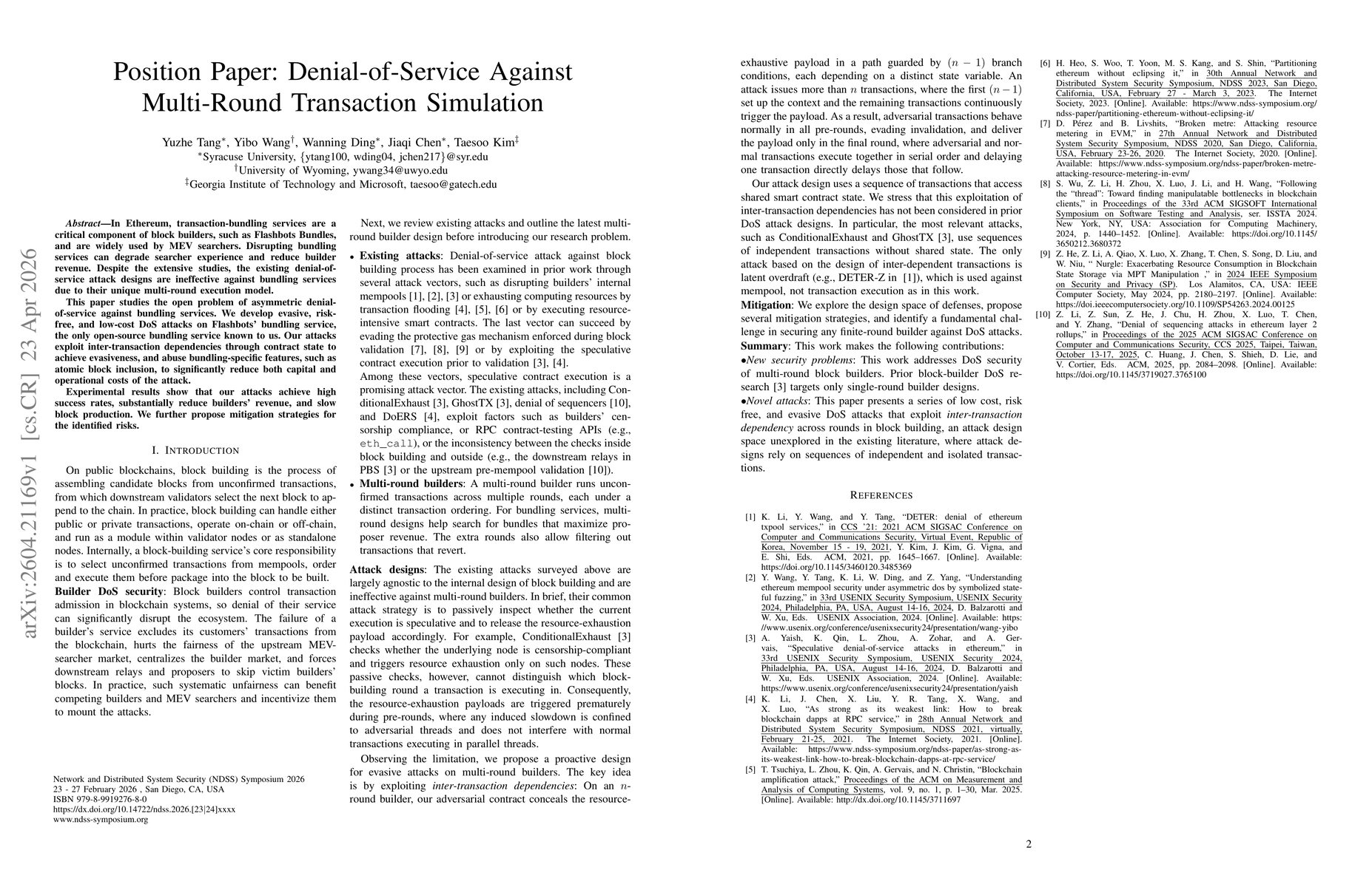Thumbnail for Position Paper: Denial-of-Service Against Multi-Round Transaction Simulation