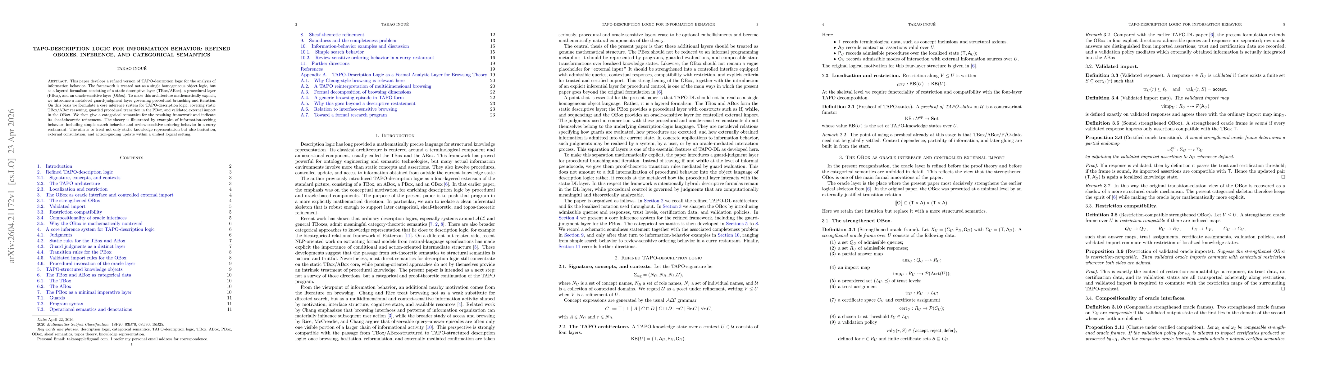 Thumbnail for TAPO-Description Logic for Information Behavior: Refined OBoxes, Inference, and Categorical Semantics