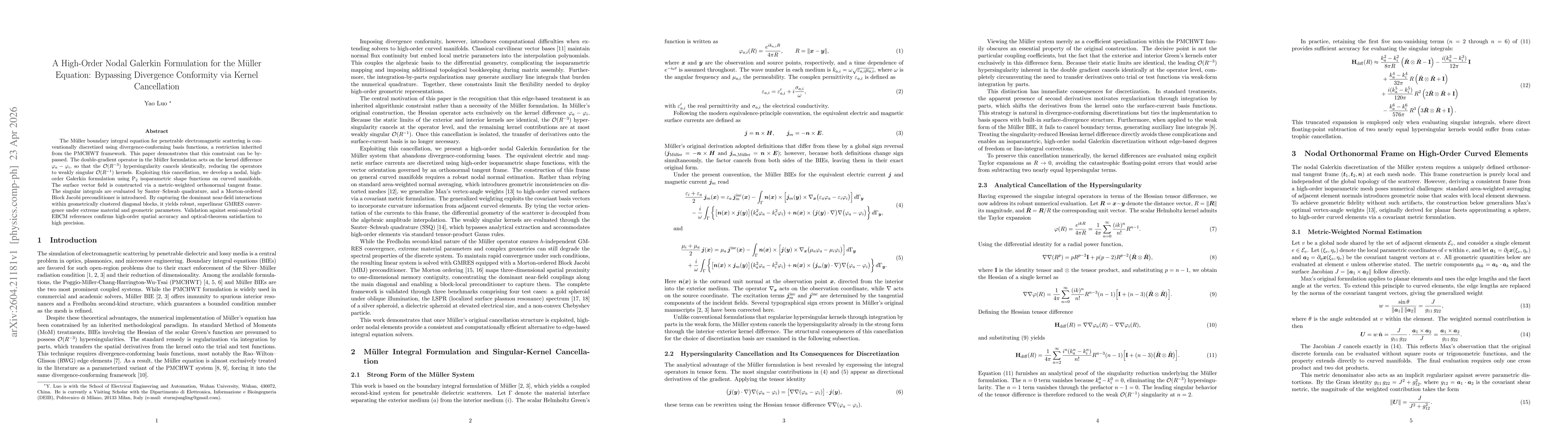 Thumbnail for A High-Order Nodal Galerkin Formulation for the Müller Equation: Bypassing Divergence Conformity via Kernel Cancellation