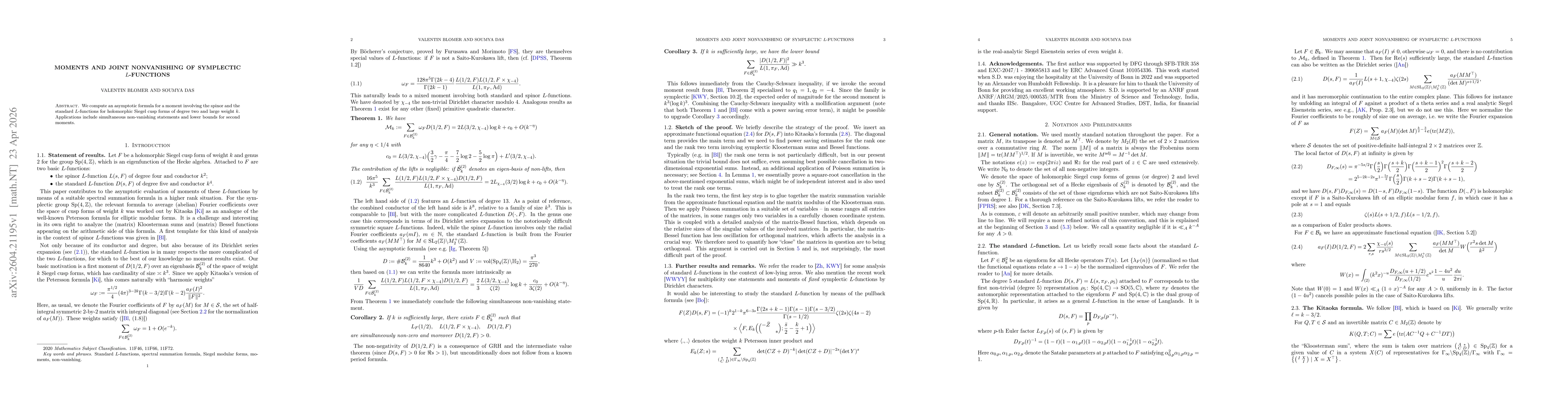 Thumbnail for Moments and joint nonvanishing of symplectic $L$-functions