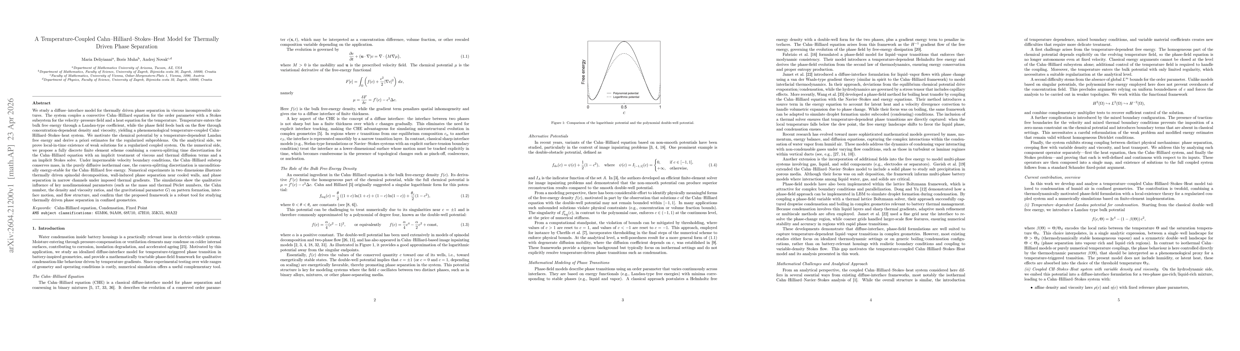Thumbnail for A Temperature-Coupled Cahn-Hilliard-Stokes-Heat Model for Thermally Driven Phase Separation