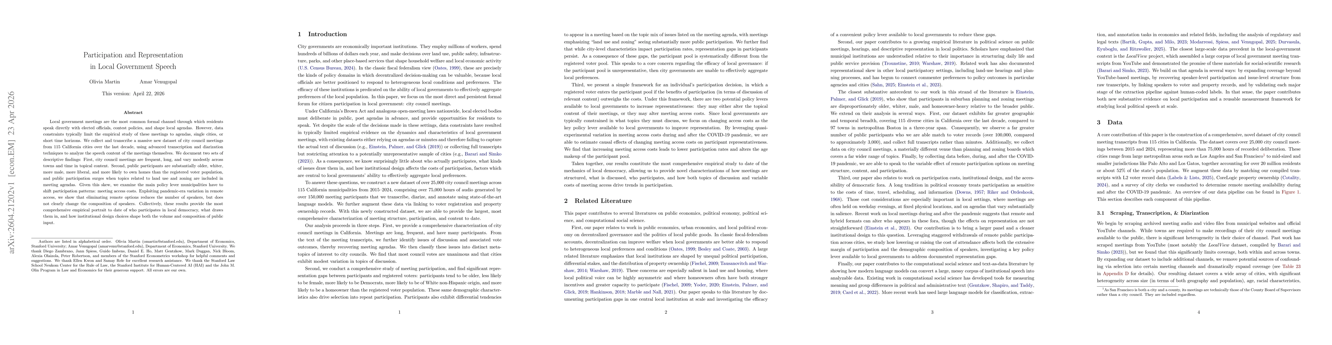 Thumbnail for Participation and Representation in Local Government Speech