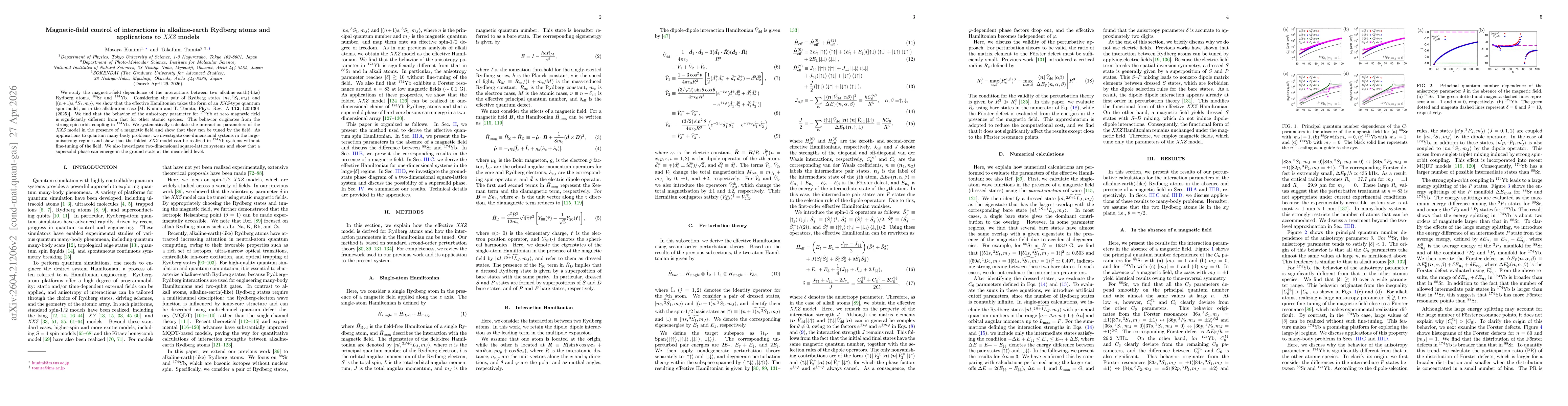 Thumbnail for Magnetic-field control of interactions in alkaline-earth Rydberg atoms and applications to {\it XXZ} models