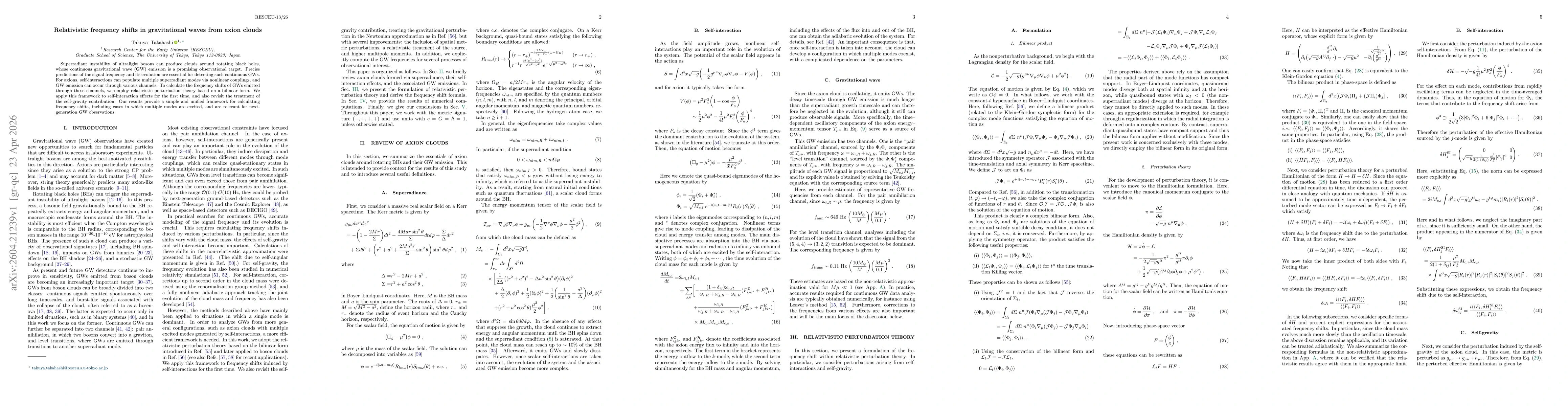 Thumbnail for Relativistic frequency shifts in gravitational waves from axion clouds