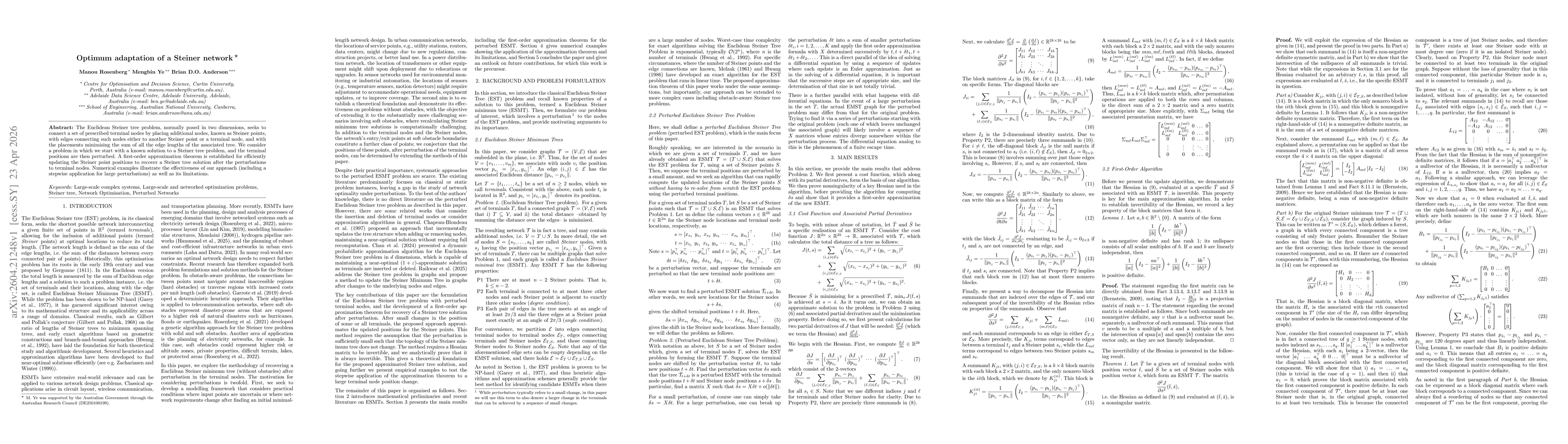 Thumbnail for Optimum adaptation of a Steiner network