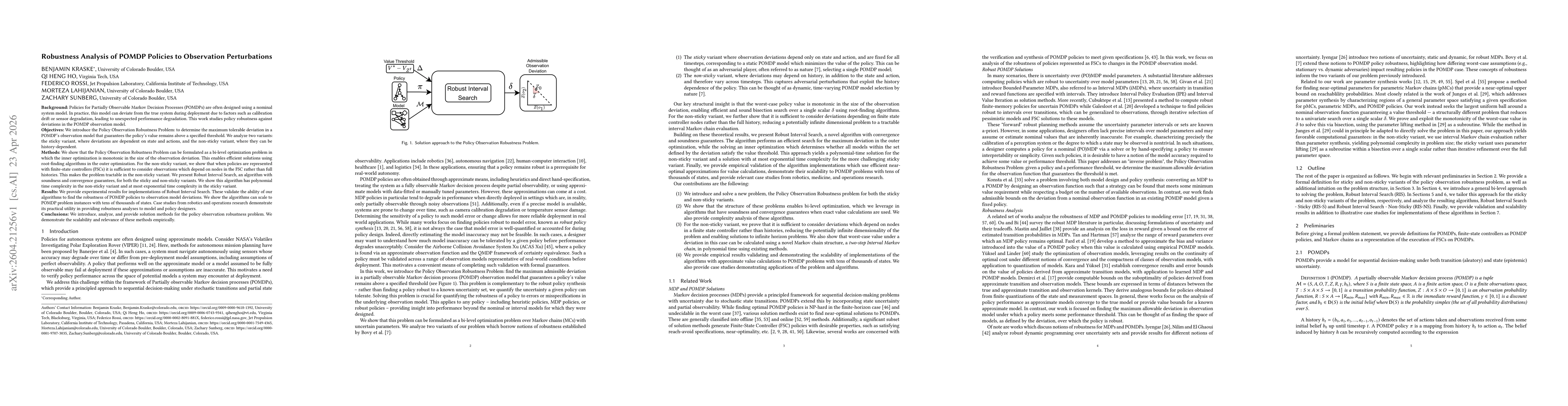 Thumbnail for Robustness Analysis of POMDP Policies to Observation Perturbations