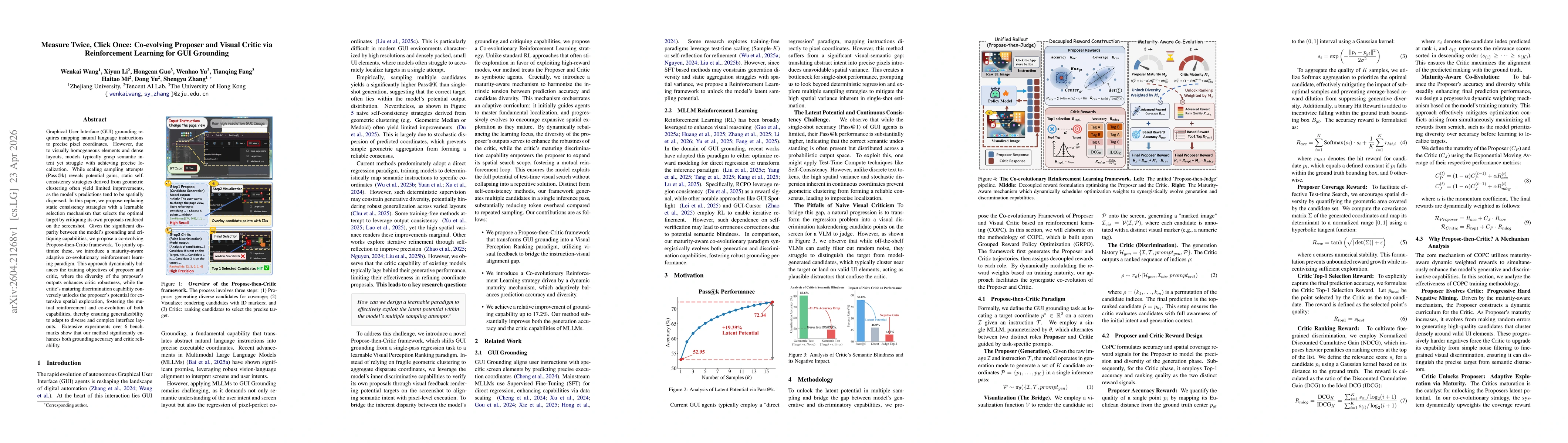 Thumbnail for Measure Twice, Click Once: Co-evolving Proposer and Visual Critic via Reinforcement Learning for GUI Grounding