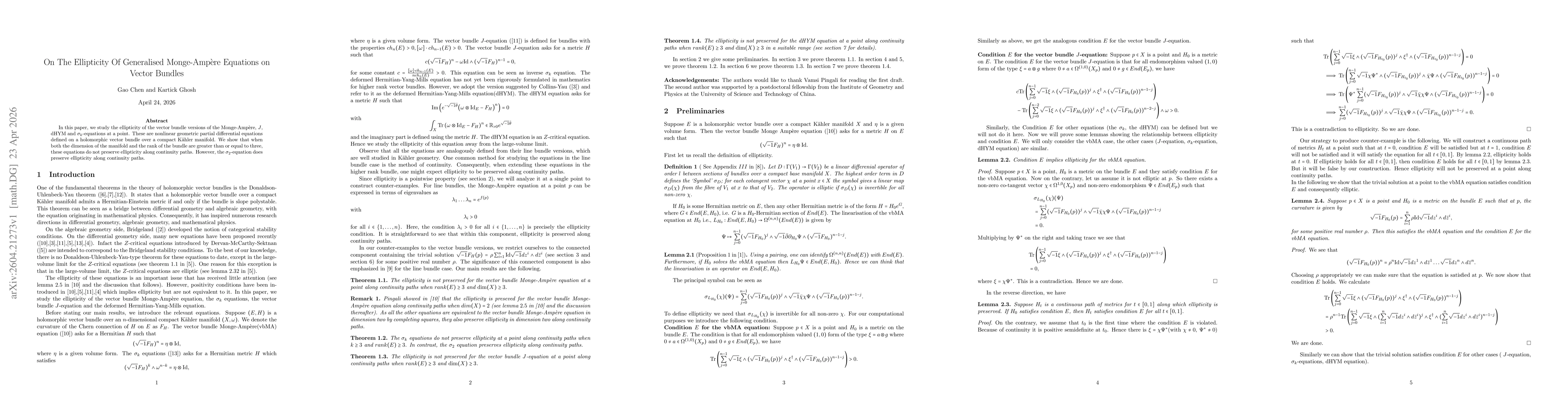 Thumbnail for On The Ellipticity Of Generalised Monge-Ampère Equations on Vector Bundles