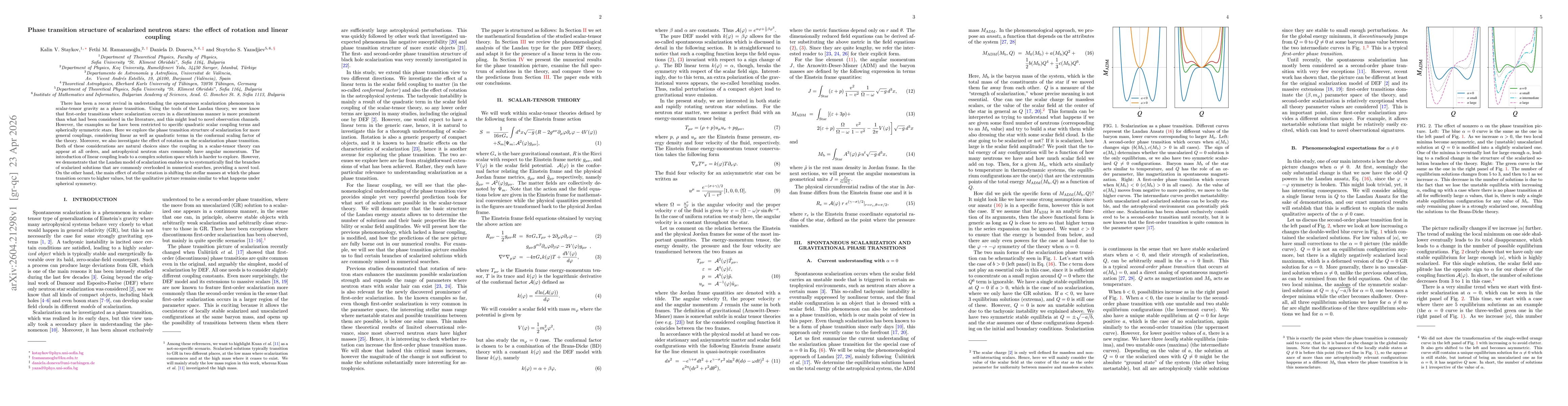 Thumbnail for Phase transition structure of scalarized neutron stars: the effect of rotation and linear coupling
