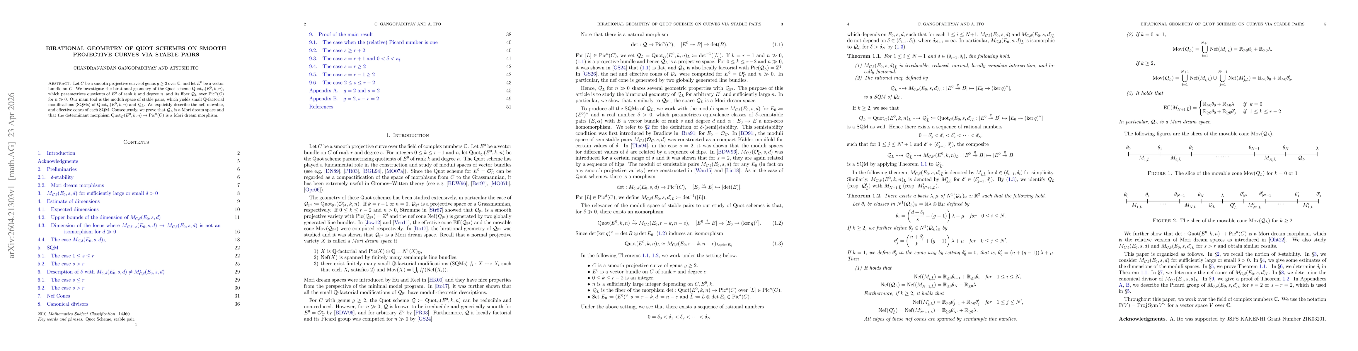 Thumbnail for Birational Geometry of Quot Schemes on smooth projective curves via Stable Pairs
