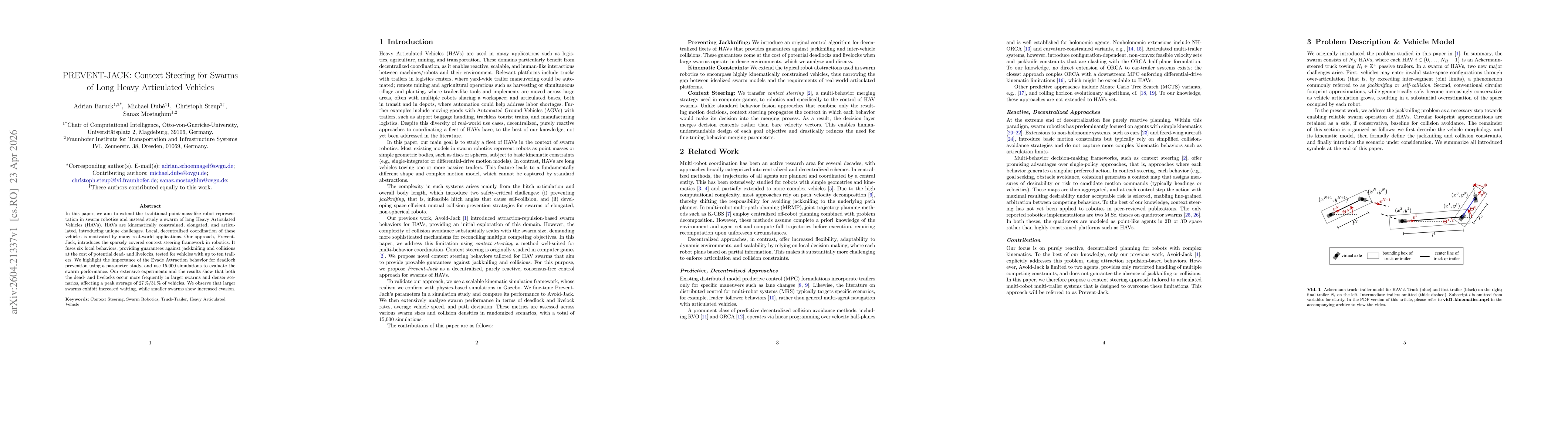 Thumbnail for PREVENT-JACK: Context Steering for Swarms of Long Heavy Articulated Vehicles