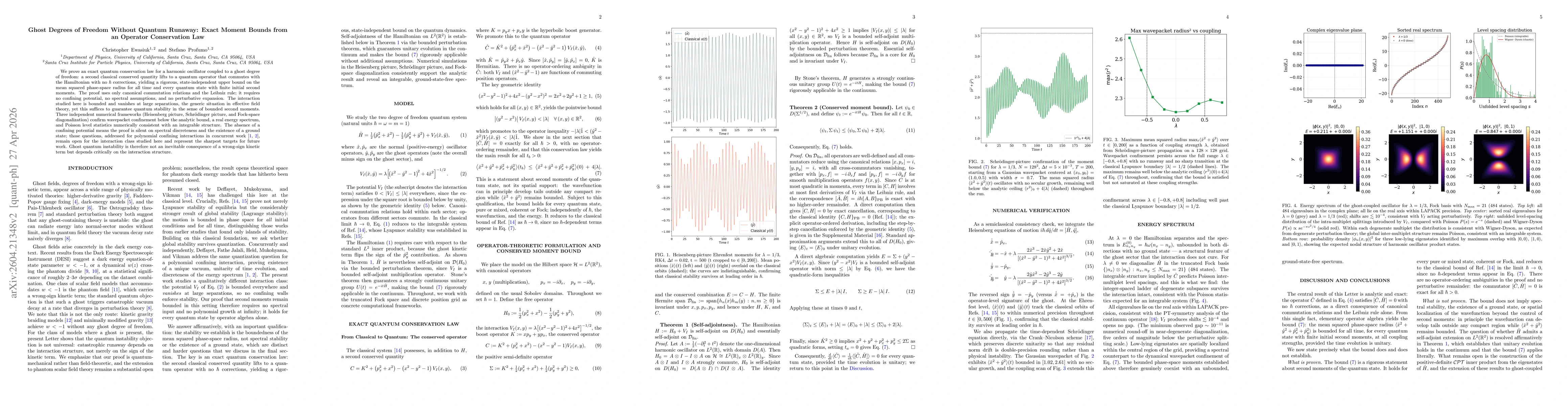 Thumbnail for Ghost Degrees of Freedom Without Quantum Runaway: Exact Moment Bounds from an Operator Conservation Law