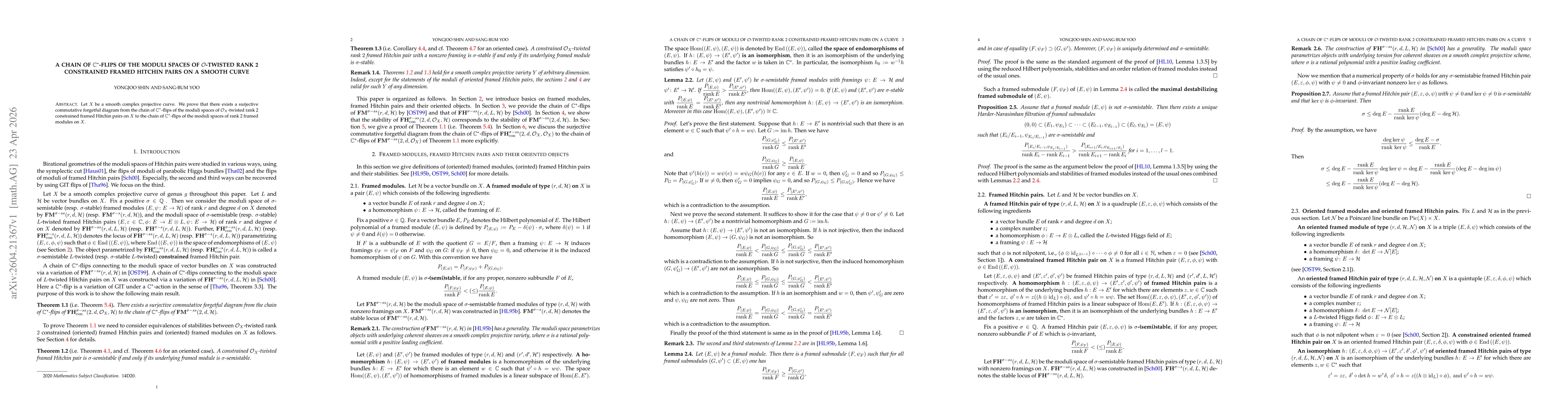 Thumbnail for A chain of $\mathbb{C}^{*}$-flips of the moduli spaces of $\mathcal{O}$-twisted rank 2 constrained framed Hitchin pairs on a smooth curve