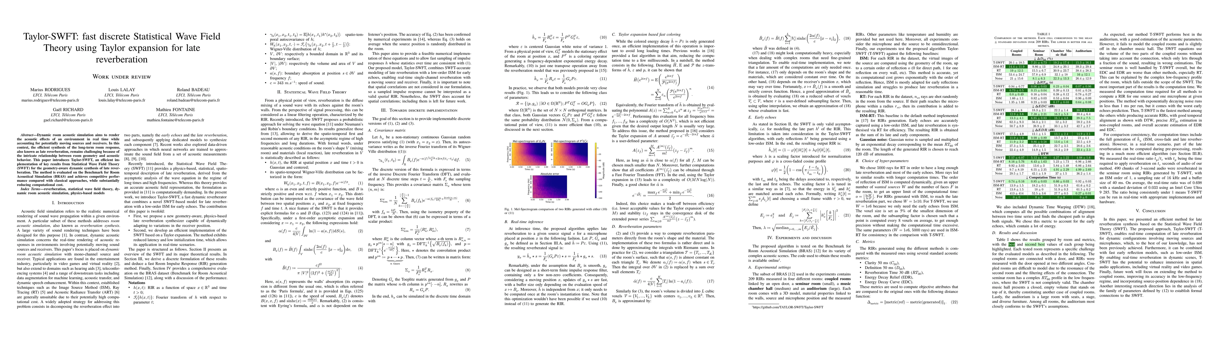 Thumbnail for Taylor-SWFT: fast discrete Statistical Wave Field Theory using Taylor expansion for late reverberation Work under review