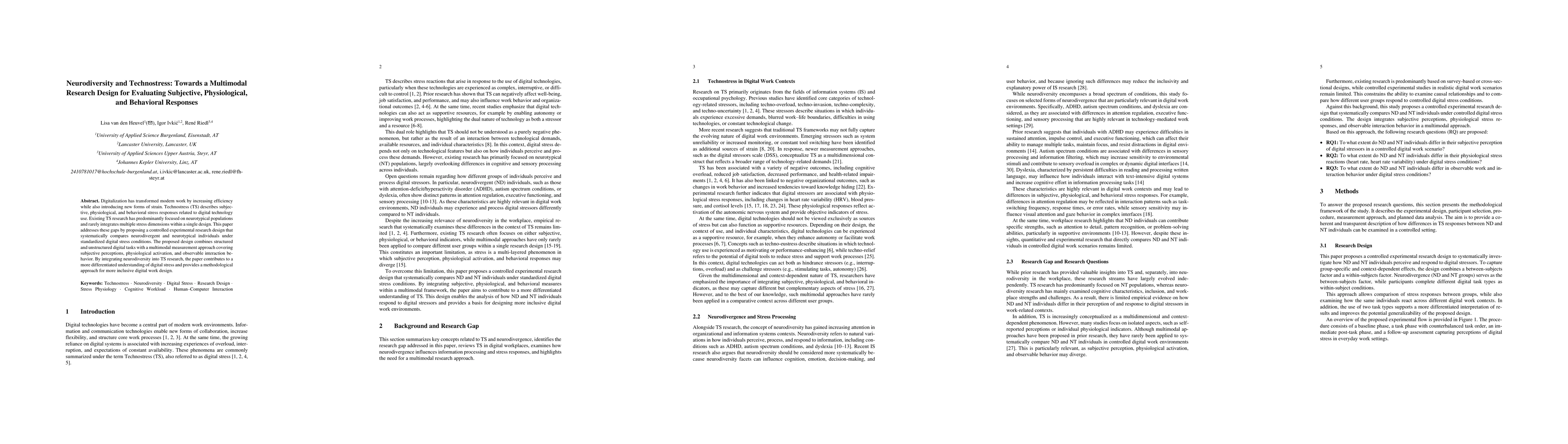 Thumbnail for Neurodiversity and Technostress: Towards a Multimodal Research Design for Evaluating Subjective, Physiological, and Behavioral Responses