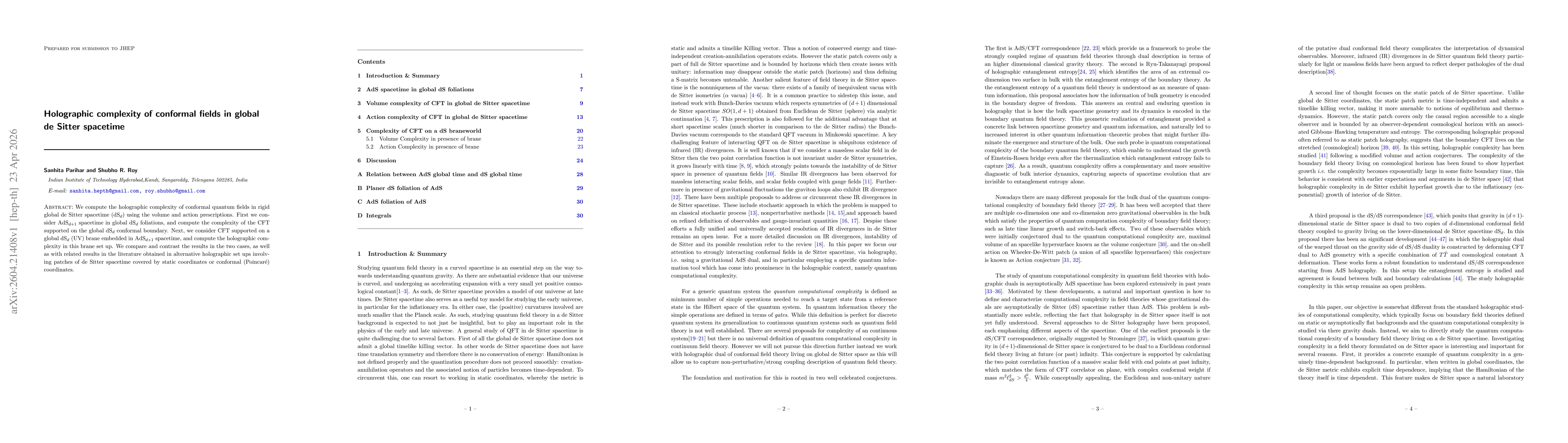Thumbnail for Holographic complexity of conformal fields in global de Sitter spacetime