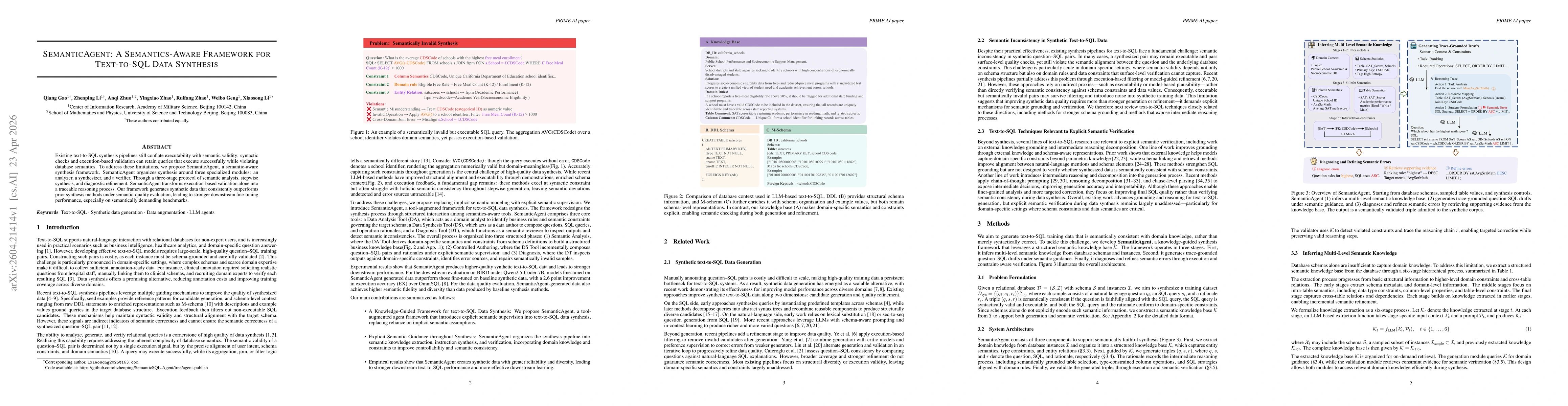 Thumbnail for SemanticAgent: A Semantics-Aware Framework for Text-to-SQL Data Synthesis