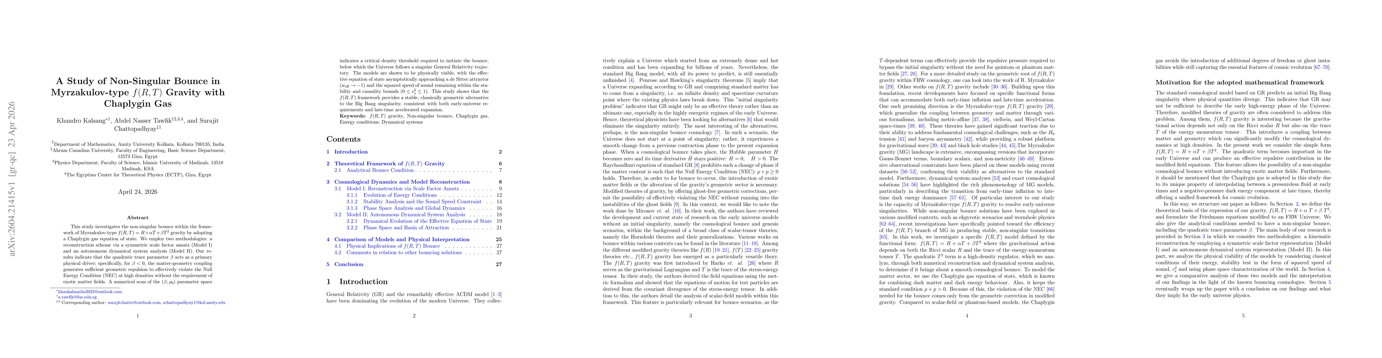 Thumbnail for A Study of Non-Singular Bounce in Myrzakulov-type $f(R,T)$ Gravity with Chaplygin Gas