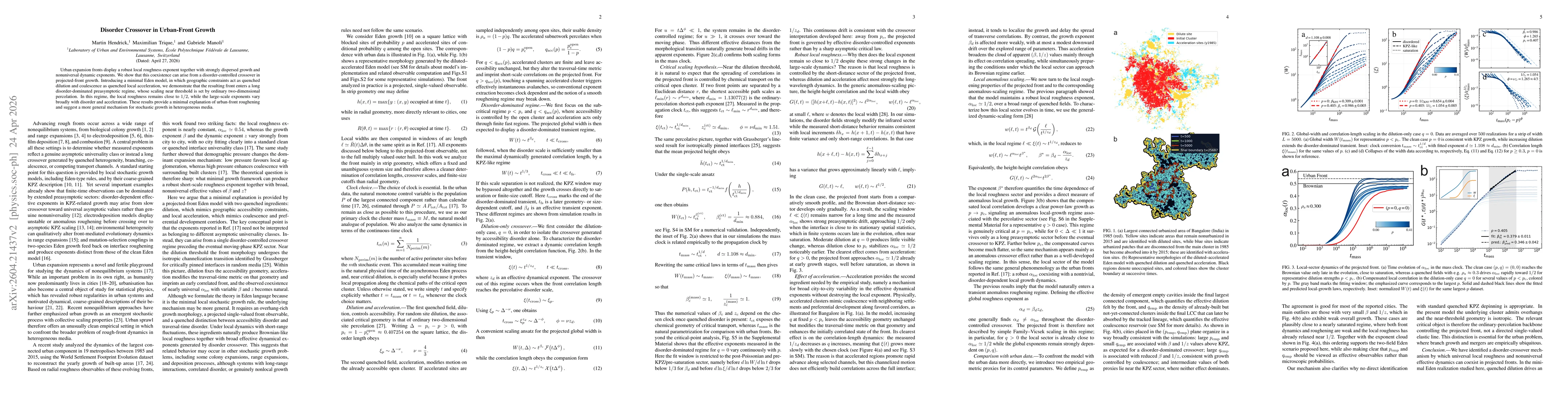 Thumbnail for Universal Local Roughness from Disorder Crossover in Urban-Front Growth