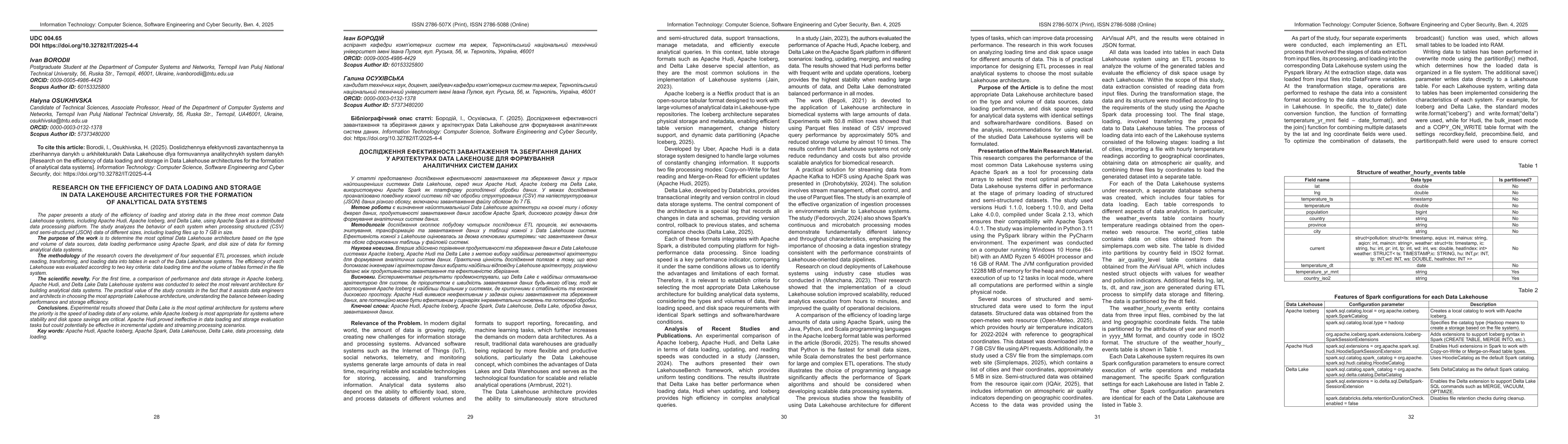 Thumbnail for Research on the efficiency of data loading and storage in Data Lakehouse architectures for the formation of analytical data systems