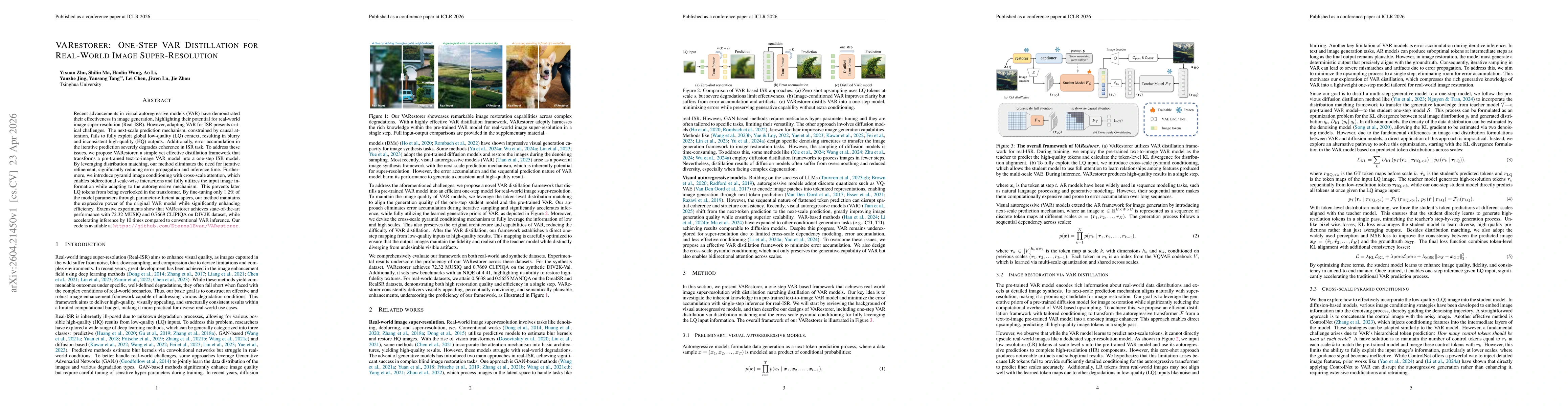 Thumbnail for VARestorer: One-Step VAR Distillation for Real-World Image Super-Resolution