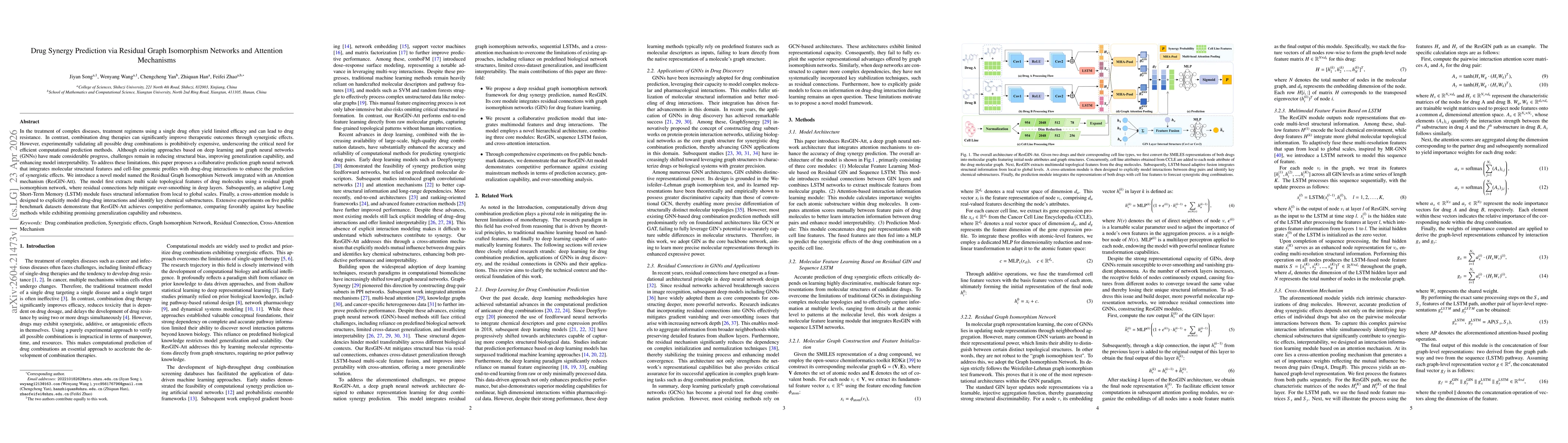 Thumbnail for Drug Synergy Prediction via Residual Graph Isomorphism Networks and Attention Mechanisms
