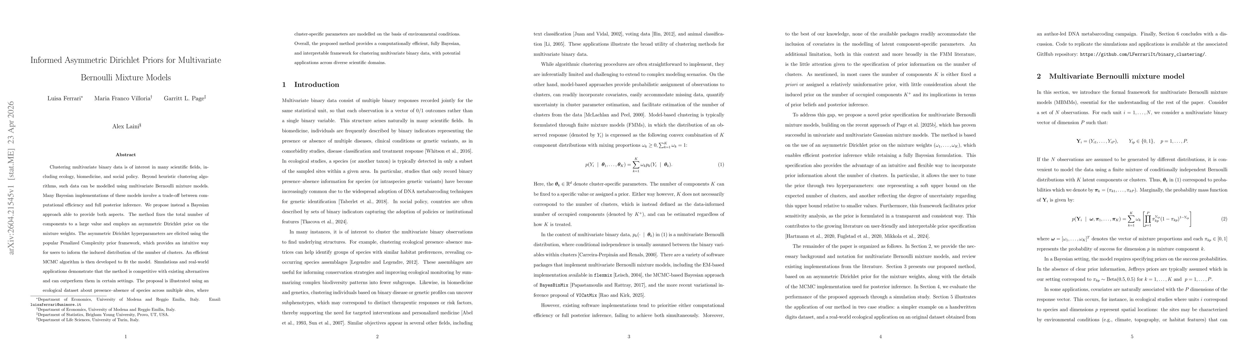 Thumbnail for Informed Asymmetric Dirichlet Priors for Multivariate Bernoulli Mixture Models