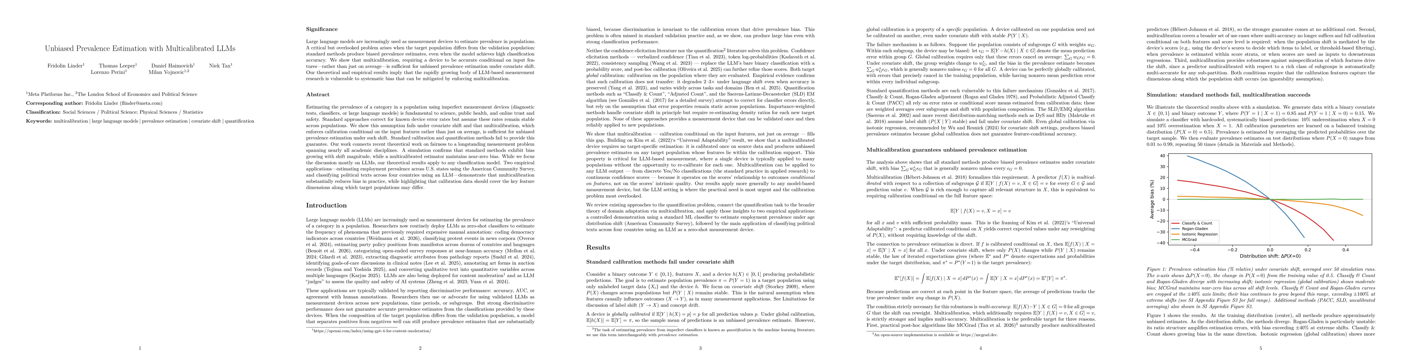 Thumbnail for Unbiased Prevalence Estimation with Multicalibrated LLMs