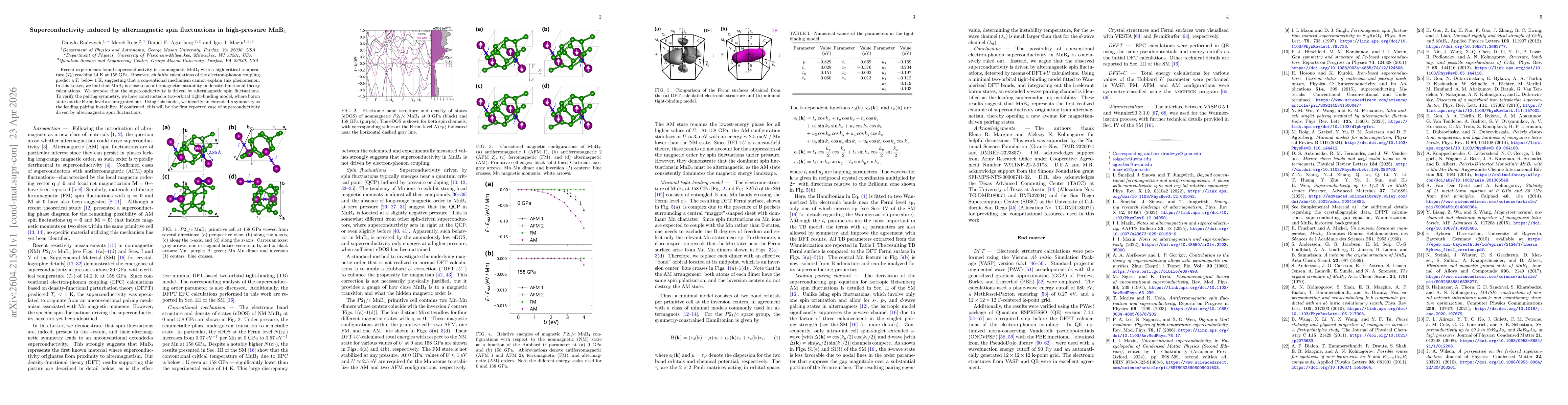 Thumbnail for Superconductivity induced by altermagnetic spin fluctuations in high-pressure MnB$_4$