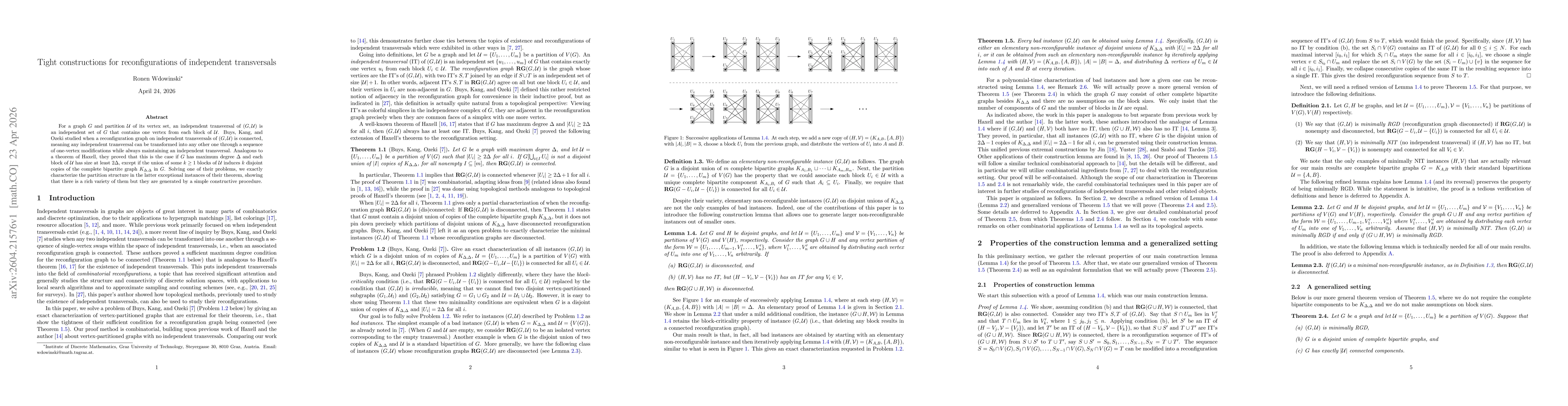Thumbnail for Tight constructions for reconfigurations of independent transversals