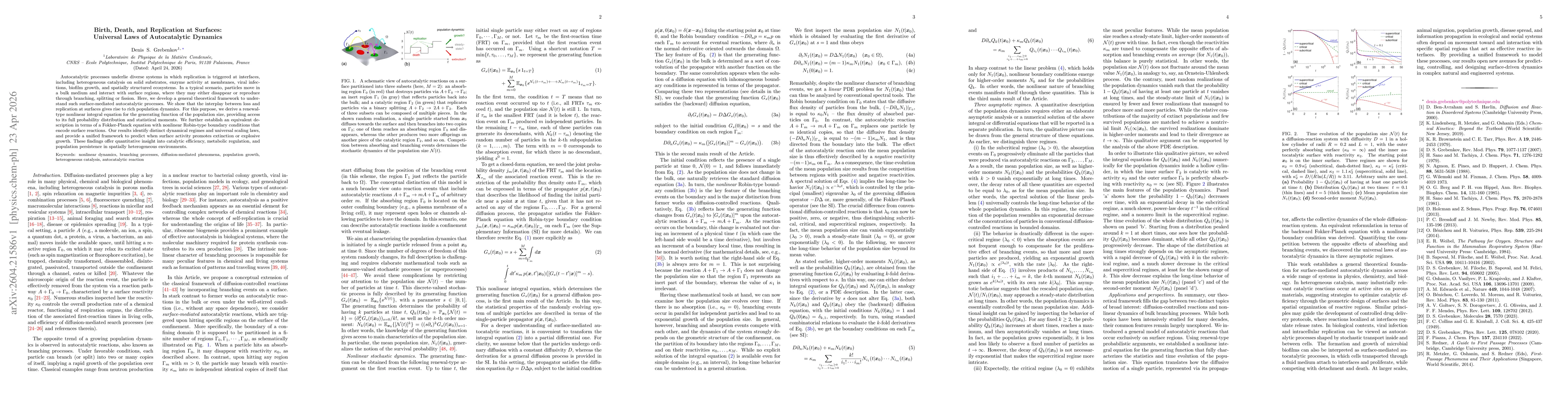 Thumbnail for Birth, Death, and Replication at Surfaces: Universal Laws of Autocatalytic Dynamics