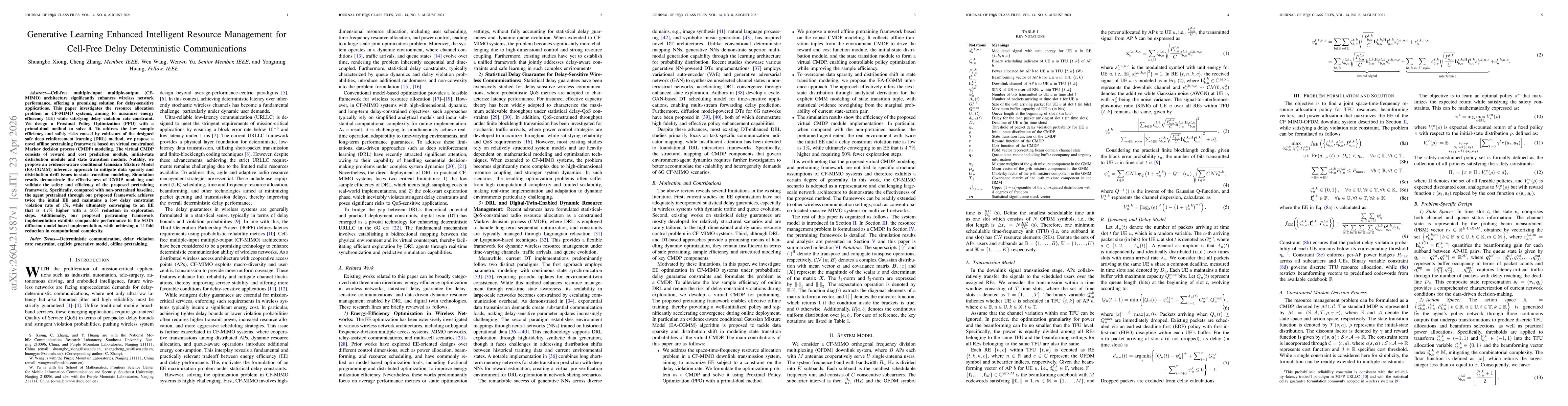 Thumbnail for Generative Learning Enhanced Intelligent Resource Management for Cell-Free Delay Deterministic Communications